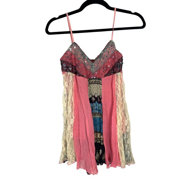 Wet Seal Vintage Patchwork Ethereal Fairy Boho Lace Sequin Babydoll Medium - Picture 1 of 5